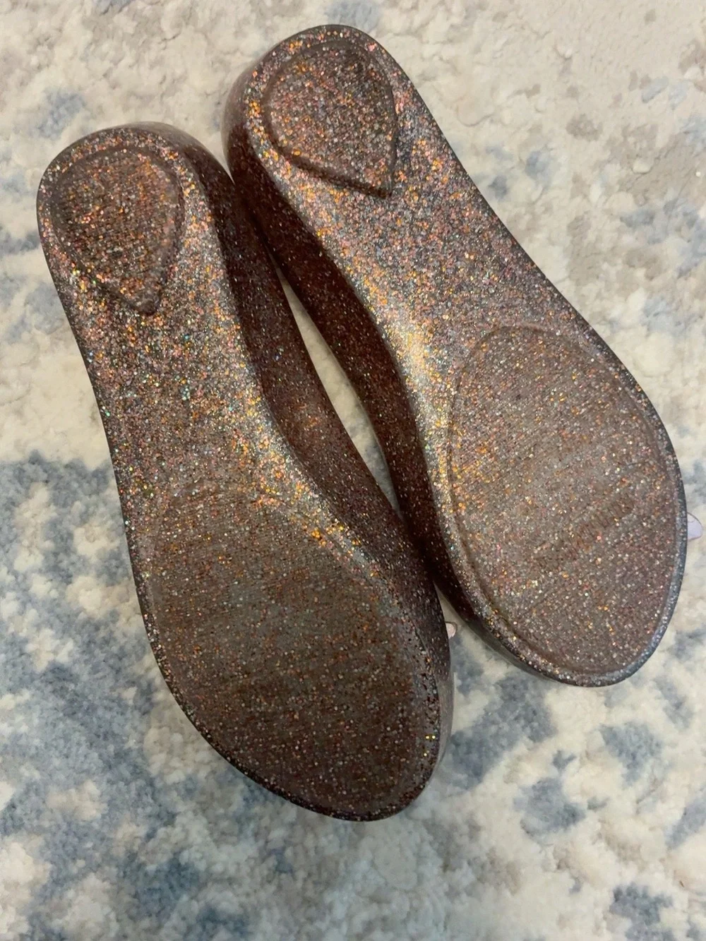 Mini Melissa Glitter Butterfly Jelly Flats – Girls Size 32 / US - Rose/Brown